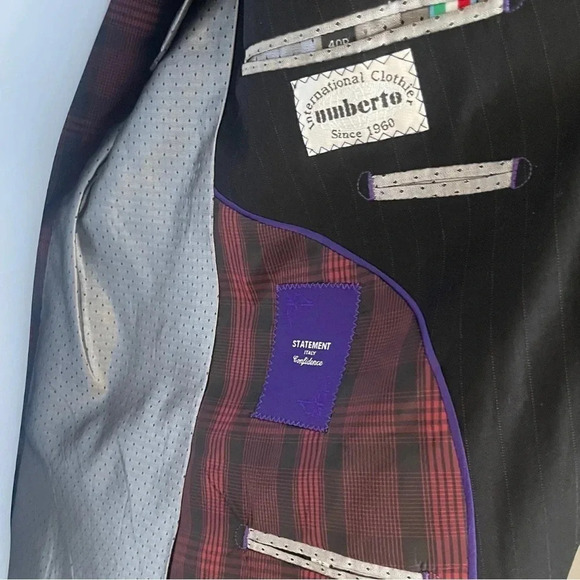 Statement Italy Confidence Blazer Suit Jacket Men's 40R Black - - Picture 9 of 13